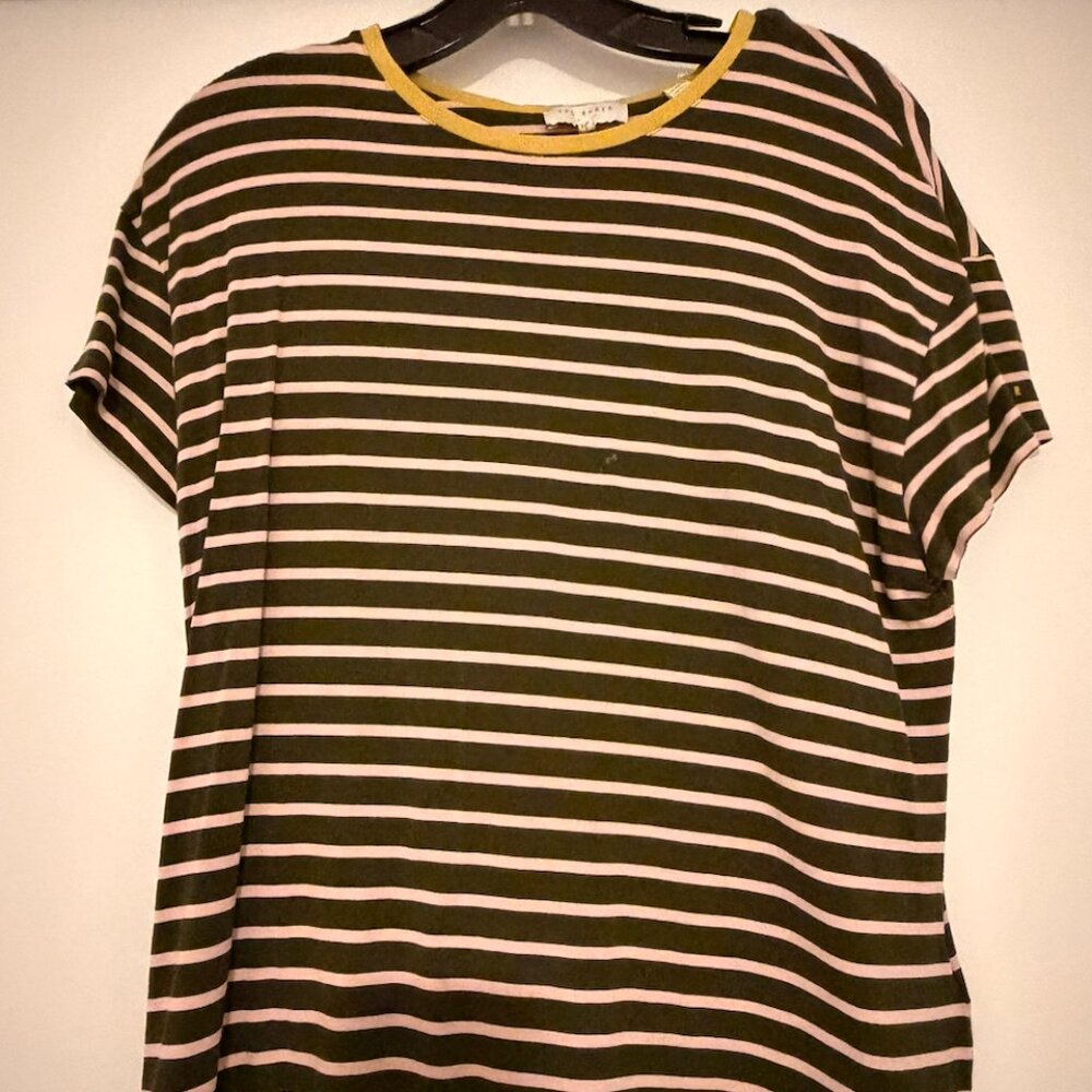 Ted Baker London Striped T-Shirt – Size 4 – Green & Pink Stripe